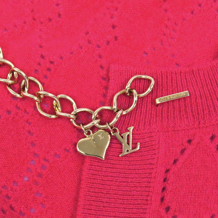 LOUIS VUITTON 
Openwork knit chain wool-cashmere blend 072A WLKC09MMC 
LV logo cardigan