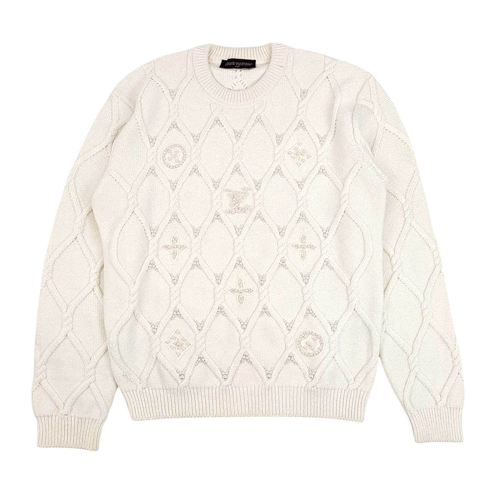 LOUIS VUITTON LV Logo Sweater with Resin Pearl Embellishment and