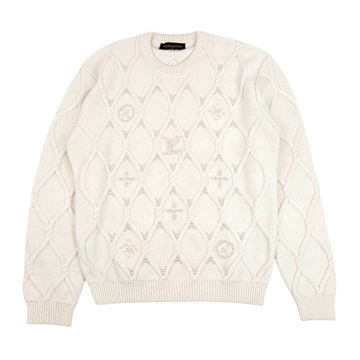 LOUIS VUITTON LV Logo Sweater with Resin Pearl Embellishment and
