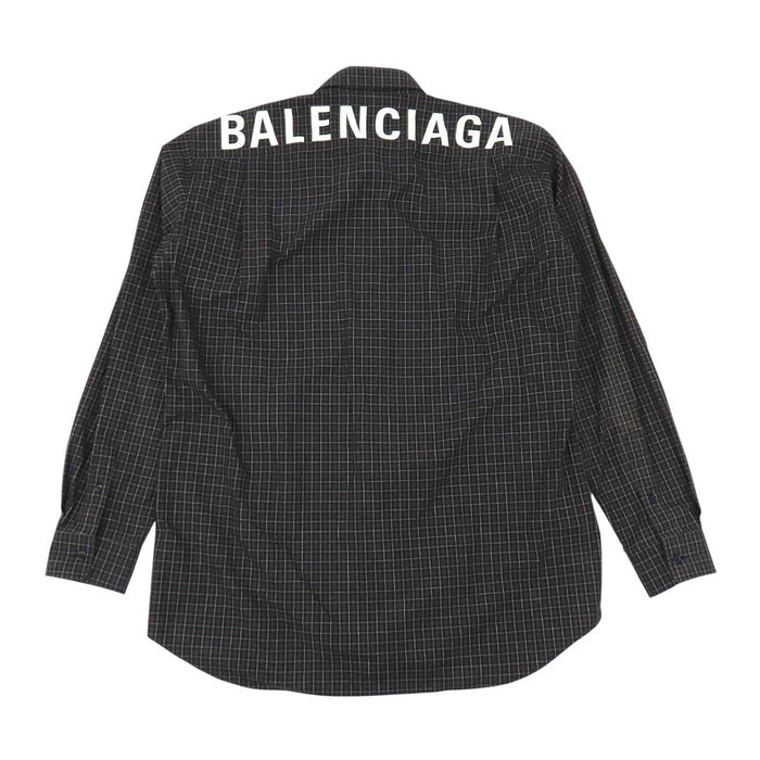 BALENCIAGA 
ロングスリーブ コットン ボタン 
バックロゴ チェック シャツ