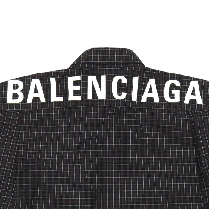 BALENCIAGA 
ロングスリーブ コットン ボタン 
バックロゴ チェック シャツ