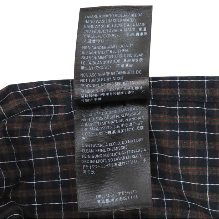 BALENCIAGA 
ロングスリーブ コットン ボタン 
バックロゴ チェック シャツ