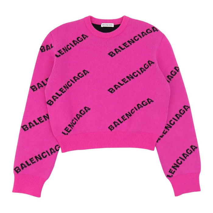 BALENCIAGA 
総柄 ウール クルーネック 
ロゴ 総柄 ニット