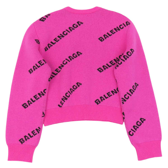 BALENCIAGA 
総柄 ウール クルーネック 
ロゴ 総柄 ニット