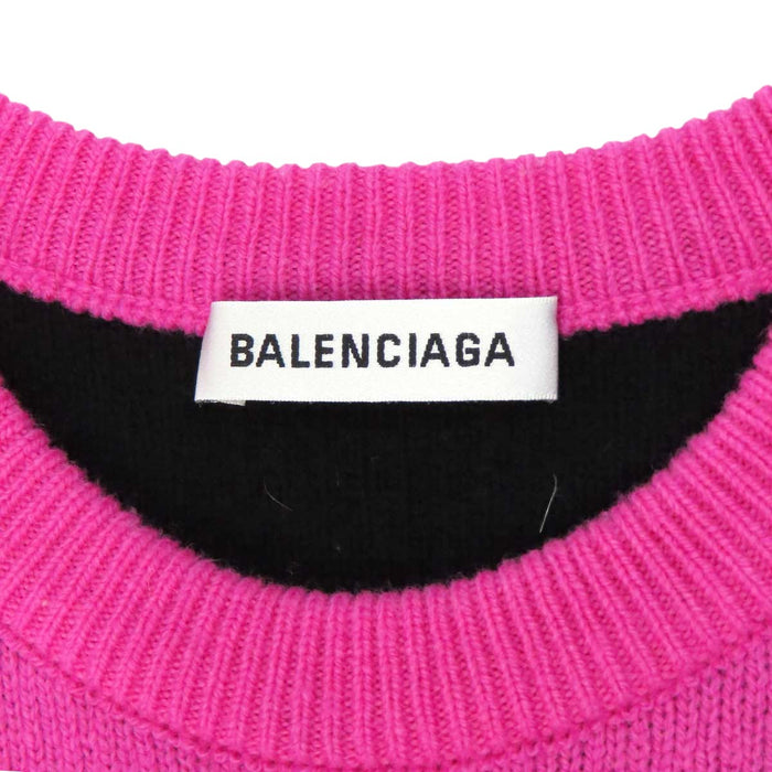 BALENCIAGA 
総柄 ウール クルーネック 
ロゴ 総柄 ニット