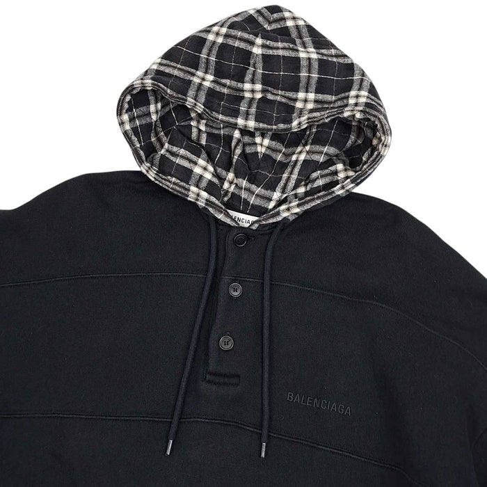 BALENCIAGA 
ロゴ チェック柄 オーバーサイズ スウェット コットン 
ロゴ フード パーカー