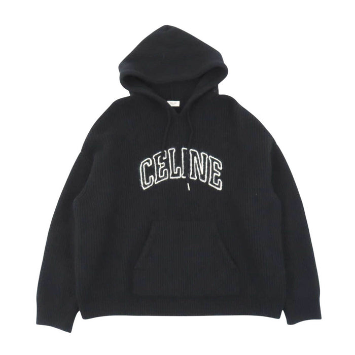CELINE 
フード ウール 
ロゴ ニット フーディ