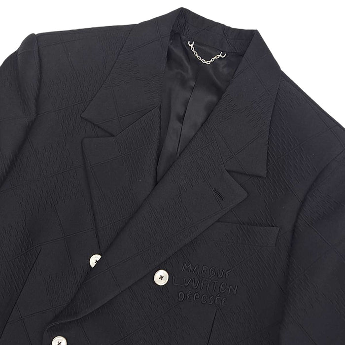 LOUIS VUITTON 
LV ロゴ ウール ロゴパッチ 
ダミエ ダブルブレスト ジャケット