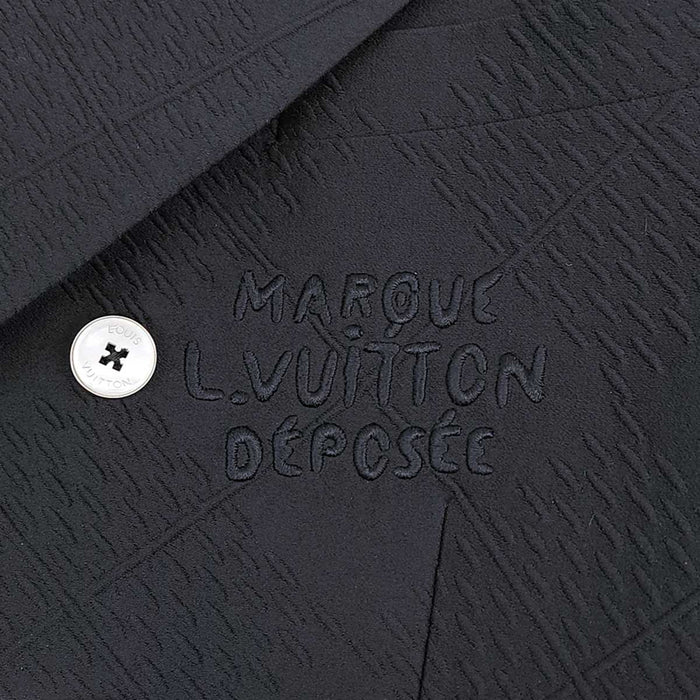 LOUIS VUITTON 
LV ロゴ ウール ロゴパッチ 
ダミエ ダブルブレスト ジャケット