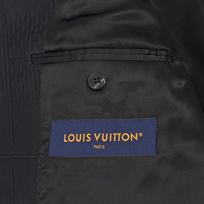 LOUIS VUITTON 
LV ロゴ ウール ロゴパッチ 
ダミエ ダブルブレスト ジャケット