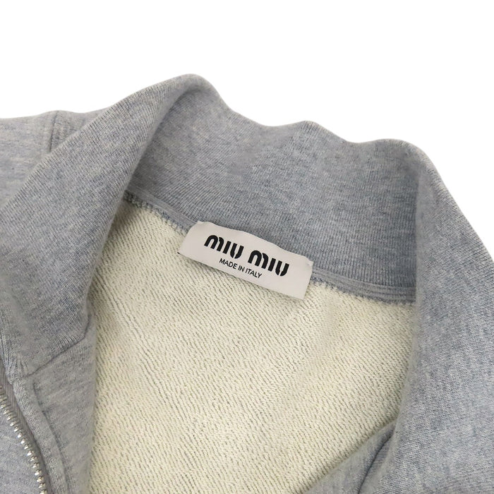 MIUMIU 
刺繍 ジップアップ コットン スウェット 
ロゴ エンブロイダリー ブルゾン