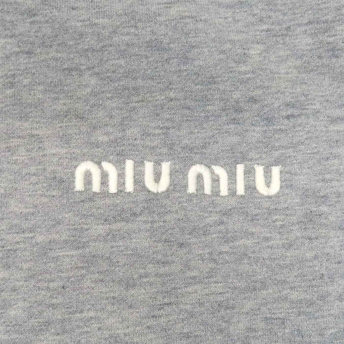 MIUMIU 
刺繍 ジップアップ コットン スウェット 
ロゴ エンブロイダリー ブルゾン