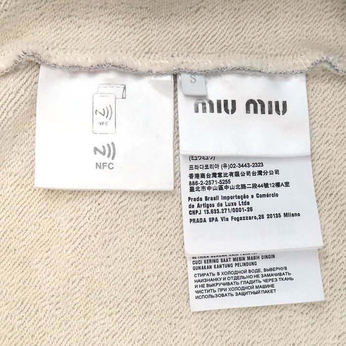 MIUMIU 
刺繍 ジップアップ コットン スウェット 
ロゴ エンブロイダリー ブルゾン