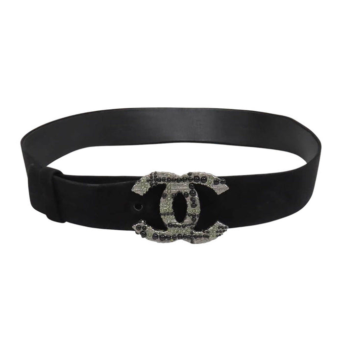 CHANEL 
10A COCO CC ロゴ ラインストーン ツイードモチーフ 
ココマーク バックル ベルト