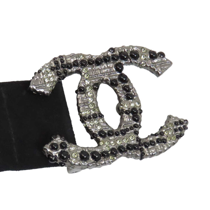 CHANEL 
10A COCO CC ロゴ ラインストーン ツイードモチーフ 
ココマーク バックル ベルト