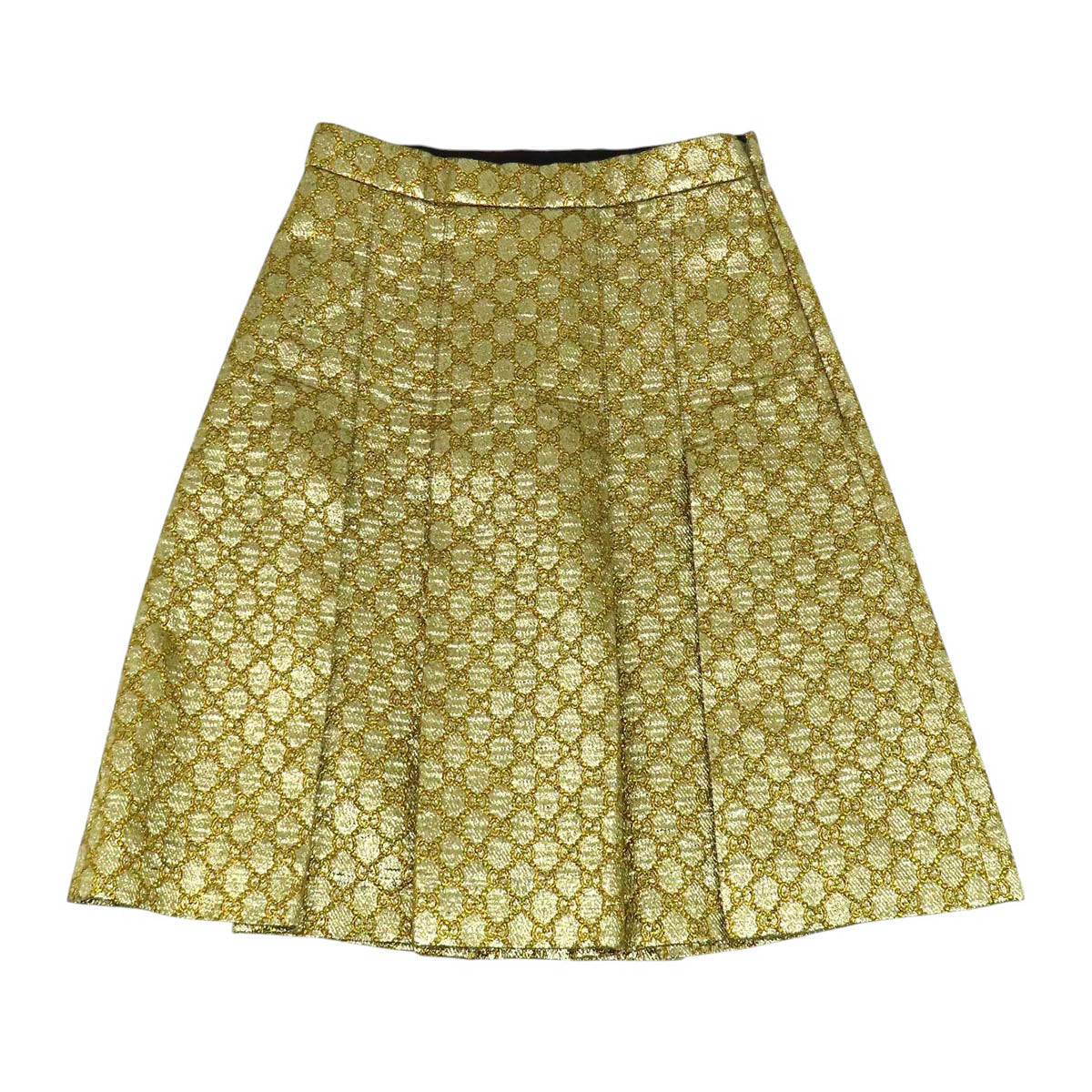 極美品　GUCCI グッチ　メタリック　プリーツ　ロング　スカート ゴールド GUCCI ラメ 総柄 GG プリーツ スカート– TS Trading Co., Ltd.
