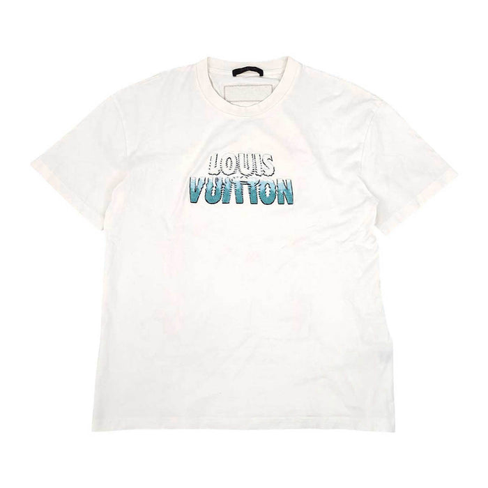 LOUIS VUITTON 
T-shirt en coton à col rond, logo LV réversible, broderie de perles