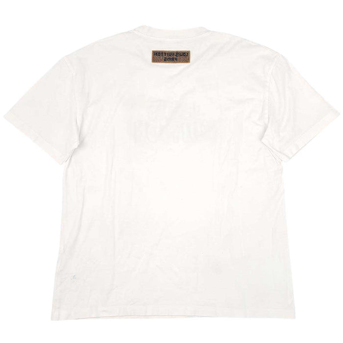 LOUIS VUITTON 
T-shirt en coton à col rond, logo LV réversible, broderie de perles