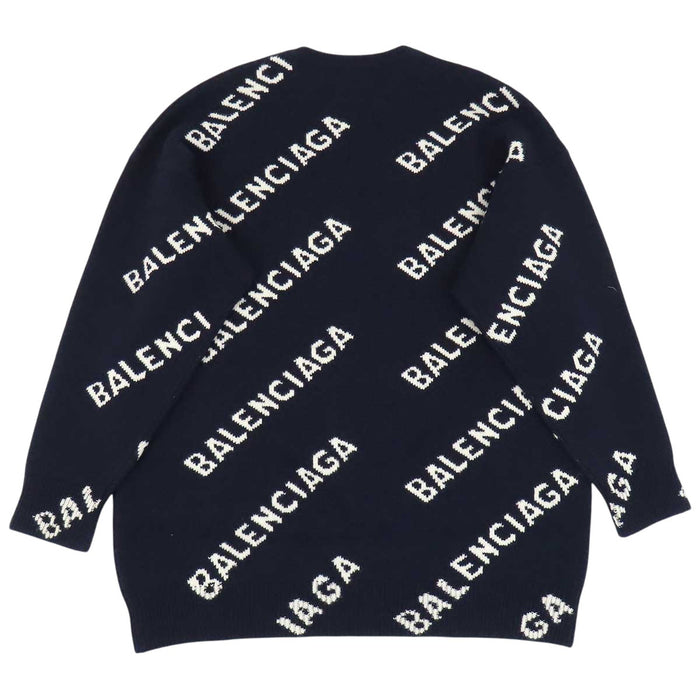 BALENCIAGA 
総柄 クルーネック 
オールオーバーロゴ ウール ニット