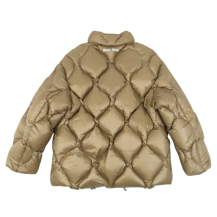MIUMIU 
ハイネック ダブルジップ 
キルティング ロゴ ダウンジャケット