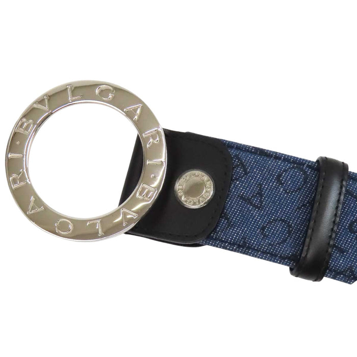 BVLGARI 
サークルロゴ レザー シルバーカラー金具 
ブルガリブルガリ ロゴマニア デニム ベルト