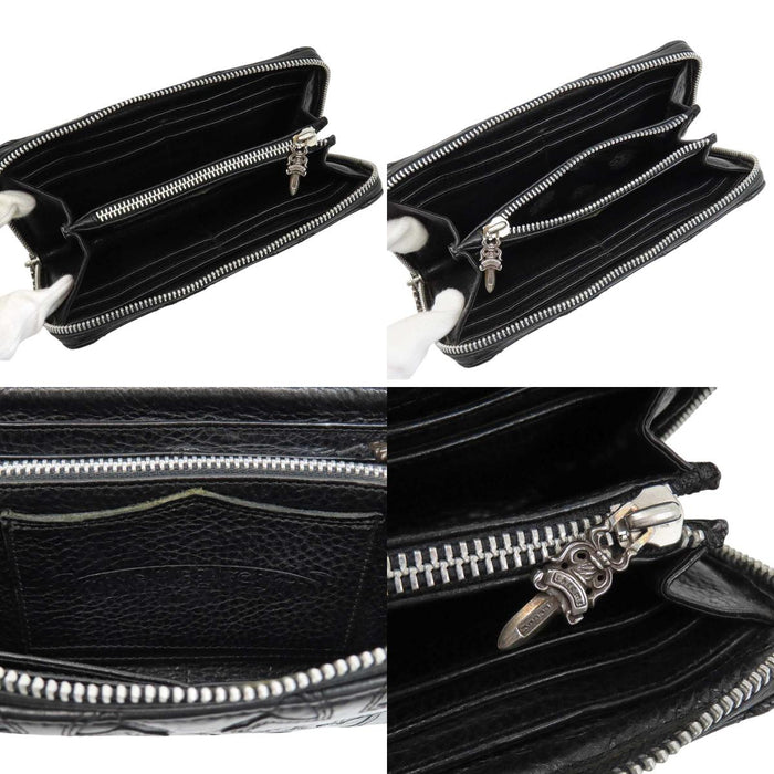 CHROME HEARTS 
CH ダガージップ スクロールラベル レザー シルバー 
セメタリークロス キルティング ウォレット