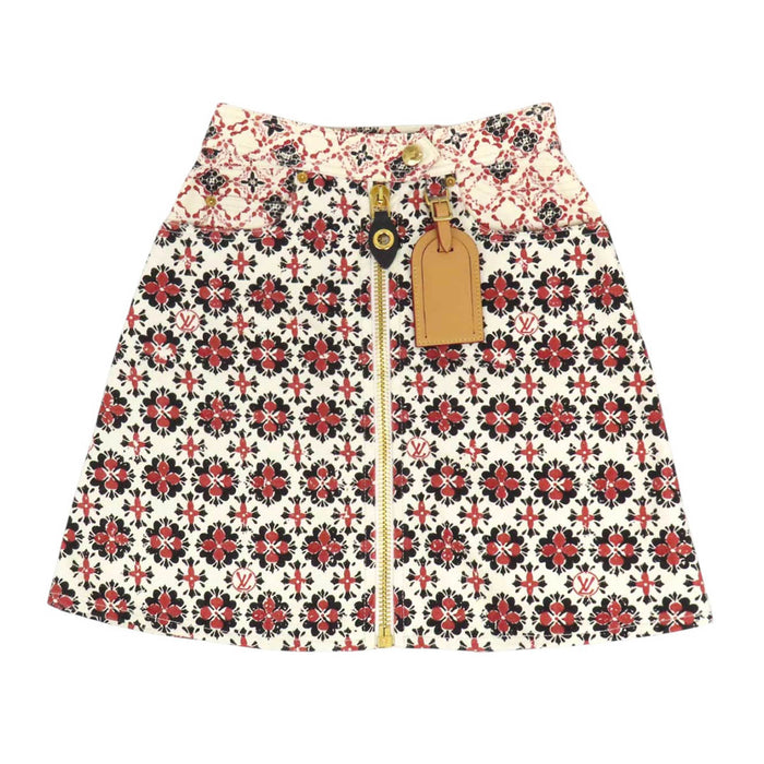 LOUIS VUITTON 
Étiquette de bagage en coton à motif LV intégral 
Minijupe Monogram Flower