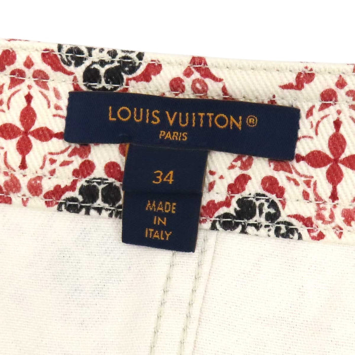 LOUIS VUITTON 
Étiquette de bagage en coton à motif LV intégral 
Minijupe Monogram Flower