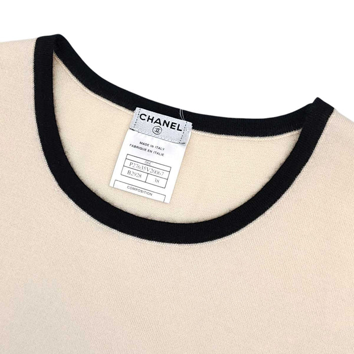 CHANEL 
06C COCO CC ロゴ カシミヤ シルク クルーネック 
ココマーク ショートスリーブ ニット