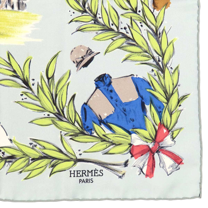 HERMÈS 
Large Silk Scarf 
Carré 90 CHANTILLY Chantilly Racecourse