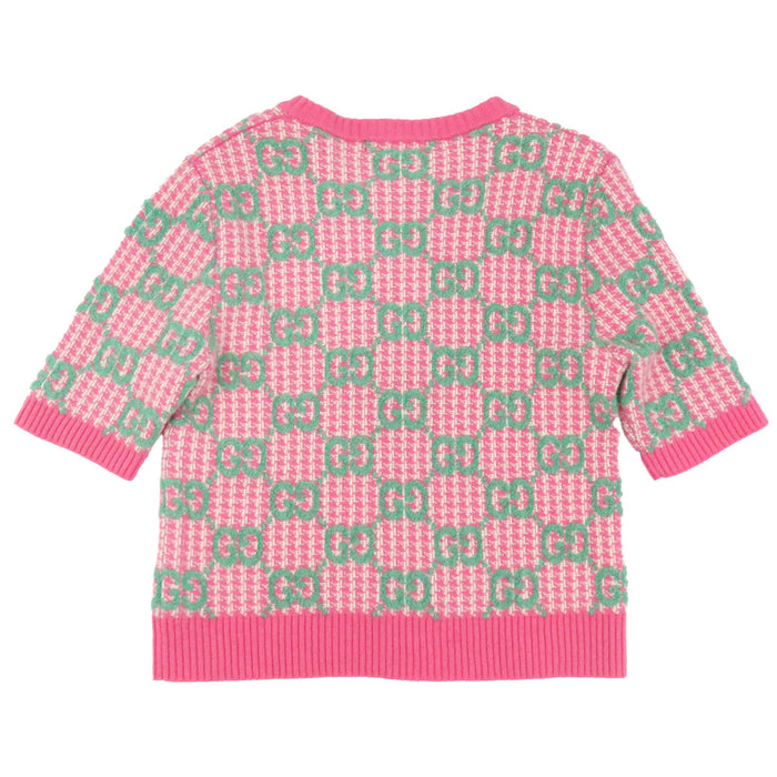 GUCCI 
ロゴ 総柄 ウール クルーネック 
GG ショートスリーブ ニット