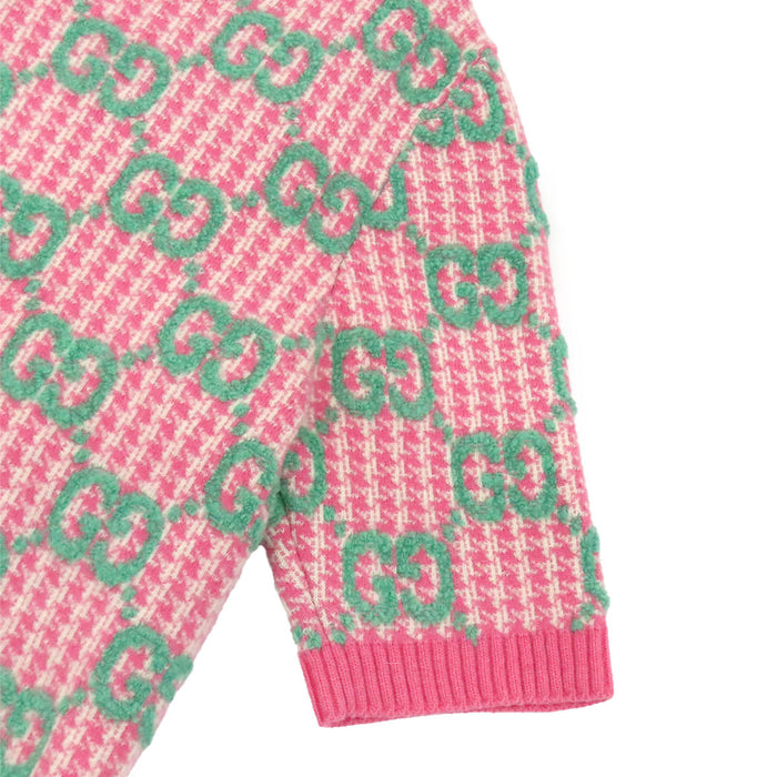 GUCCI 
ロゴ 総柄 ウール クルーネック 
GG ショートスリーブ ニット