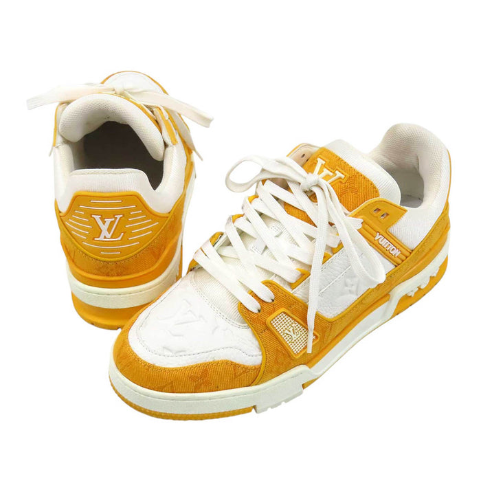 LOUIS VUITTON 
LV ロゴ 総柄 ローカット レザー デニム レースアップ 
トレイナー ライン スニーカー
