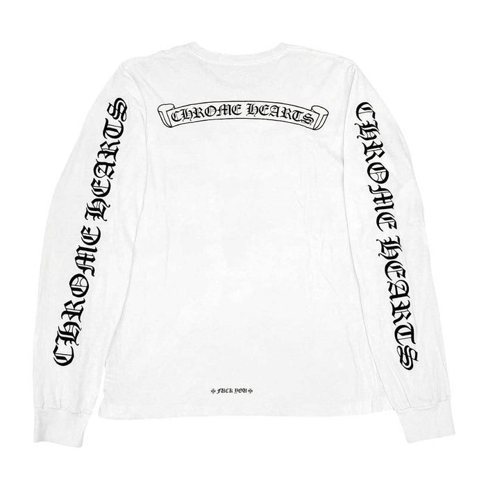 CHROME HEARTS 
T-shirt en coton à col rond CH FUCK YOU à manches longues 
avec étiquette scroll et logo sur la manche