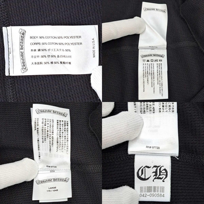 CHROME HEARTS 
CH スクロールラべル クルーネック 
ホースシュー 袖フローラル サーマル ロングスリーブ Tシャツ