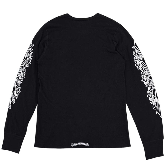 CHROME HEARTS 
CH スクロールラべル クルーネック 
ホースシュー 袖フローラル サーマル ロングスリーブ Tシャツ