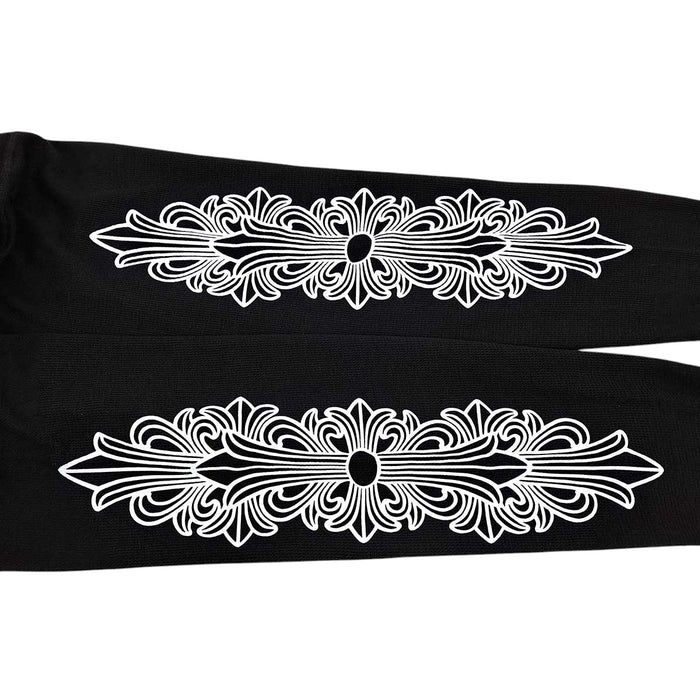 CHROME HEARTS 
CH スクロールラべル クルーネック 
ホースシュー 袖フローラル サーマル ロングスリーブ Tシャツ
