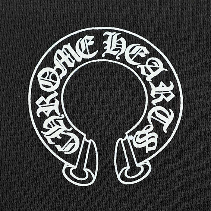 CHROME HEARTS 
CH スクロールラべル クルーネック 
ホースシュー 袖フローラル サーマル ロングスリーブ Tシャツ