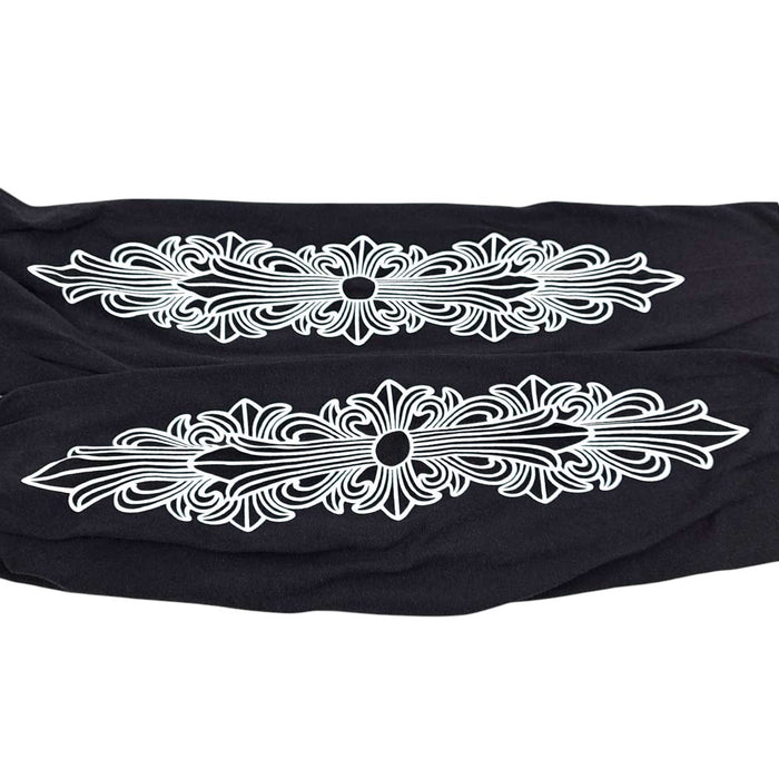 CHROME HEARTS 
CH ロゴ コットン クルーネック 
袖フローラル ホースシュー ロングスリーブ Tシャツ
