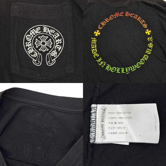 CHROME HEARTS 
CH FRL Circle Logo L/S Tee, T-shirt en coton à col rond avec logo 
Logo circulaire dégradé, manches longues ornées de motifs floraux