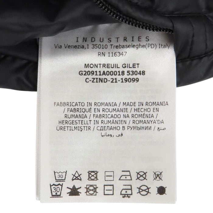 MONCLER 
ロゴ ワッペン フード ナイロン ダブルジップ 
MONTREUIL GILET ダウンベスト