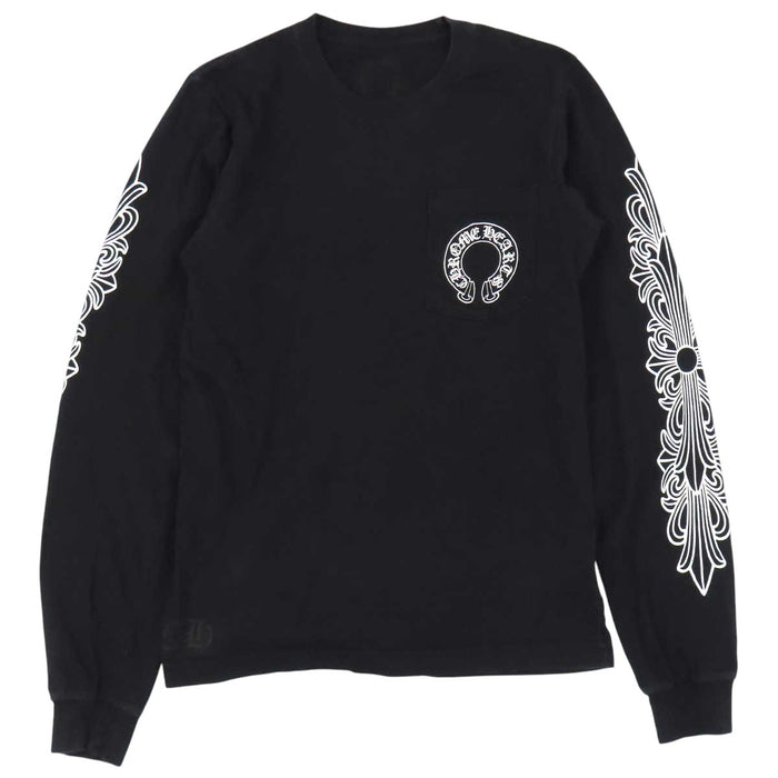 CHROME HEARTS 
CH ロゴ コットン クルーネック 
袖フローラルクロス ホースシュー ロングスリーブ Tシャツ