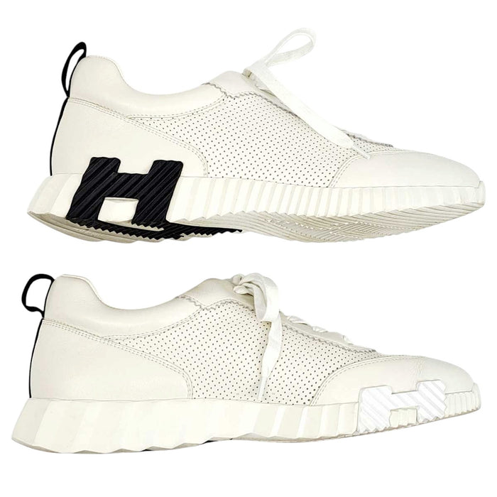 HERMES 
Ash H motif leather lace-up 
Bouncing sneakers