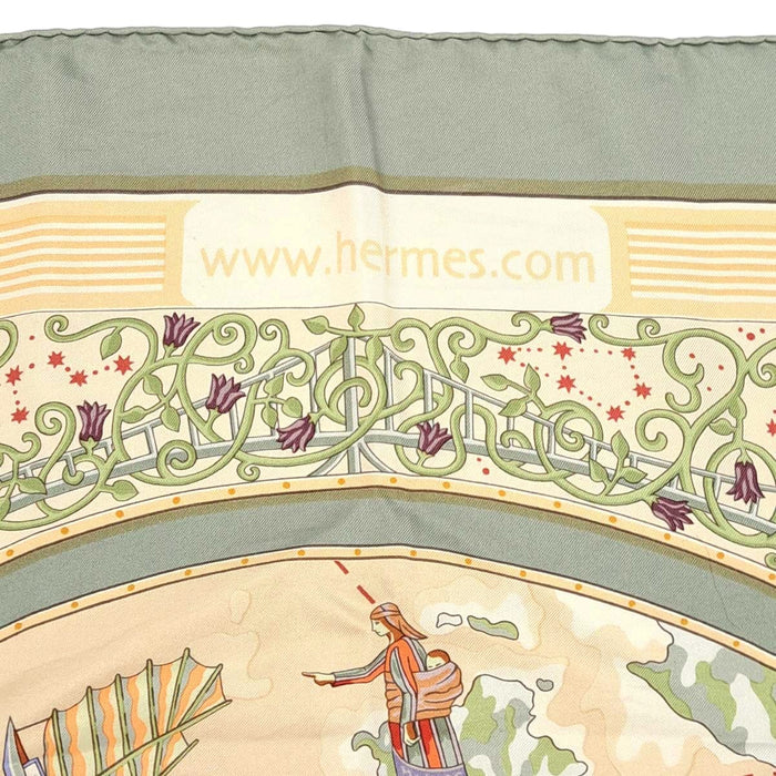 HERMES 
スカーフ 大判 シルク 
カレ 90 www.hermes.com 世界地図