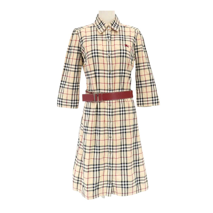 BURBERRY 
BLUE LABEL コットン チェック柄 ベルテッド シャツ 
ブルーレーベル チェック ワンピース