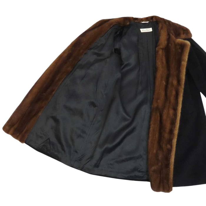 MAX MARA 
カシミヤ混 
ファー付き ウール コート