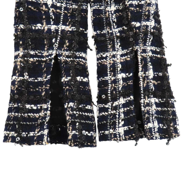 CHANEL 
04A スパンコール ラメ 
ロゴ ツイード ノーカラー ジャケット