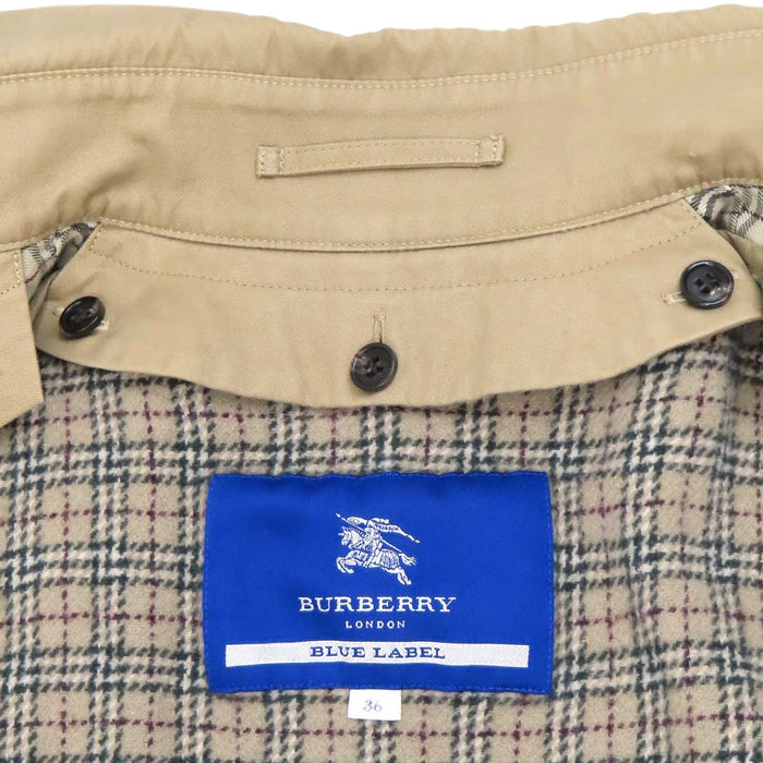 BURBERRY 
BLUE LABEL ベルト 裏地チェック柄 コットン ウール 
ブルーレーベル ライナー付き トレンチコート