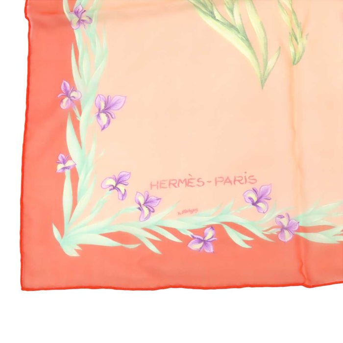 HERMES 
スカーフ 大判 シルク シースルー 
カレ 90 シルクモスリン スカーフ Chaval Fleuri 
花咲く馬 シュヴァル フルリ