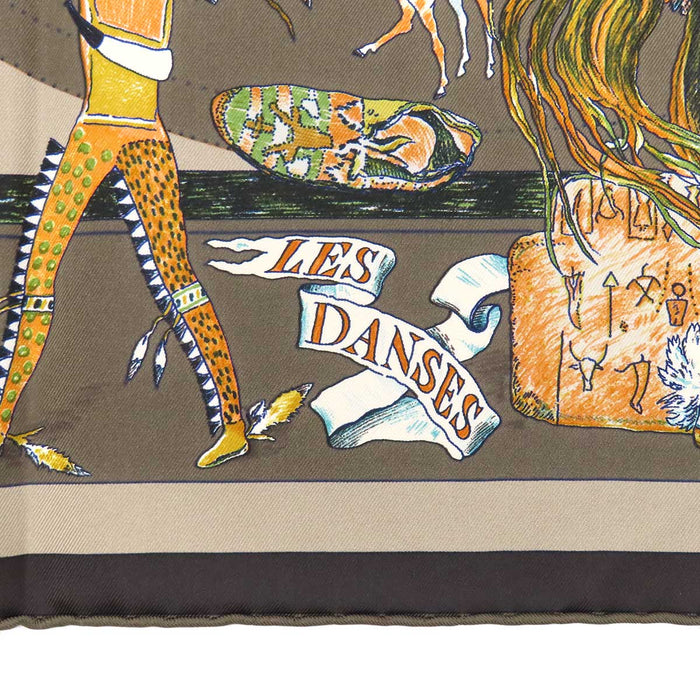 HERMES 
スカーフ 大判 シルク 
カレ 90 LES DANSES DES INDIENS インディアンの踊り